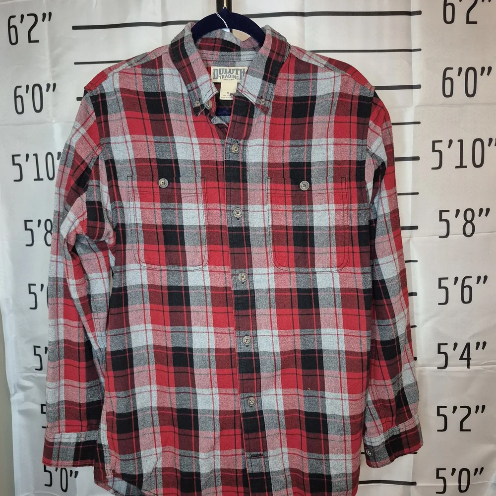 Duluth Trading Co Men's Red Plaid Flannel Shirt 1299/425